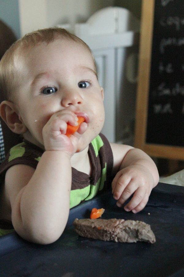 Bébé qui mange une carotte.